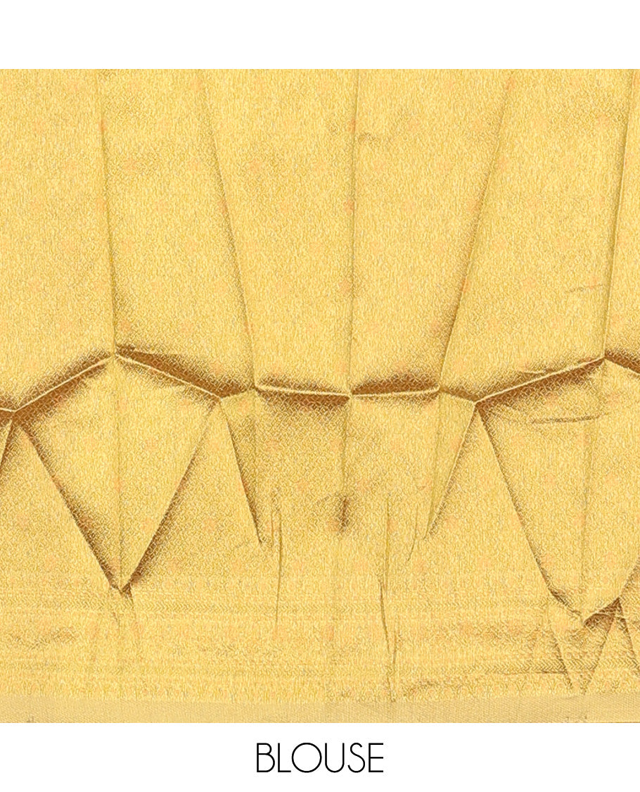 Pastel grey art silk half-saree, floral vine with contrast traditional border skirt, brocade blouse, scallop thread embroidered dhavani, and detachable belt