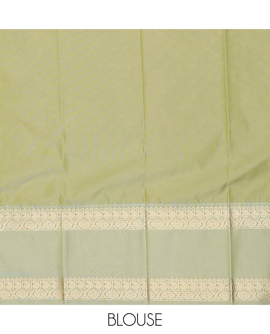 Violet zari buttas and striped gift saree, contrast traditional zari design rettai pettu border, and jaal pallu