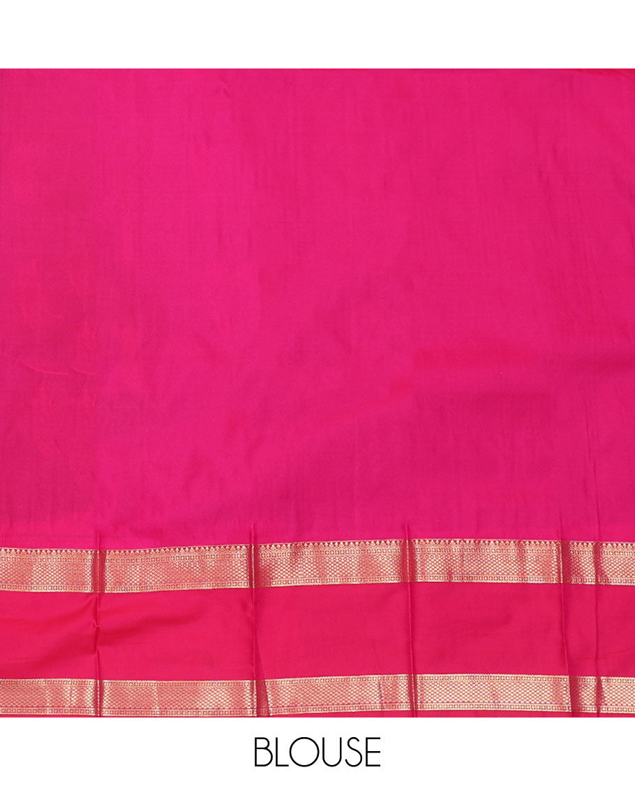 Maroon Budget Silk Saree, Embellished with Buttas All Over Its Body, Complemented by a Contrast Traditional Zari Design Rettai Pettu Border, Grand Pallu of Jaal Designs, and Paired with a Contrast Blouse