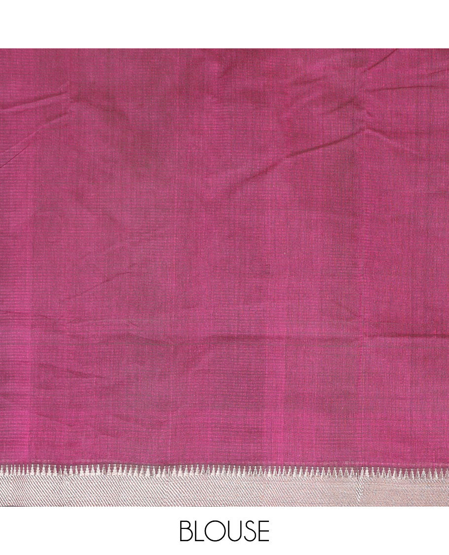 Multi-color striped managalagiri cotton saree with self temple border & pallu of striped
