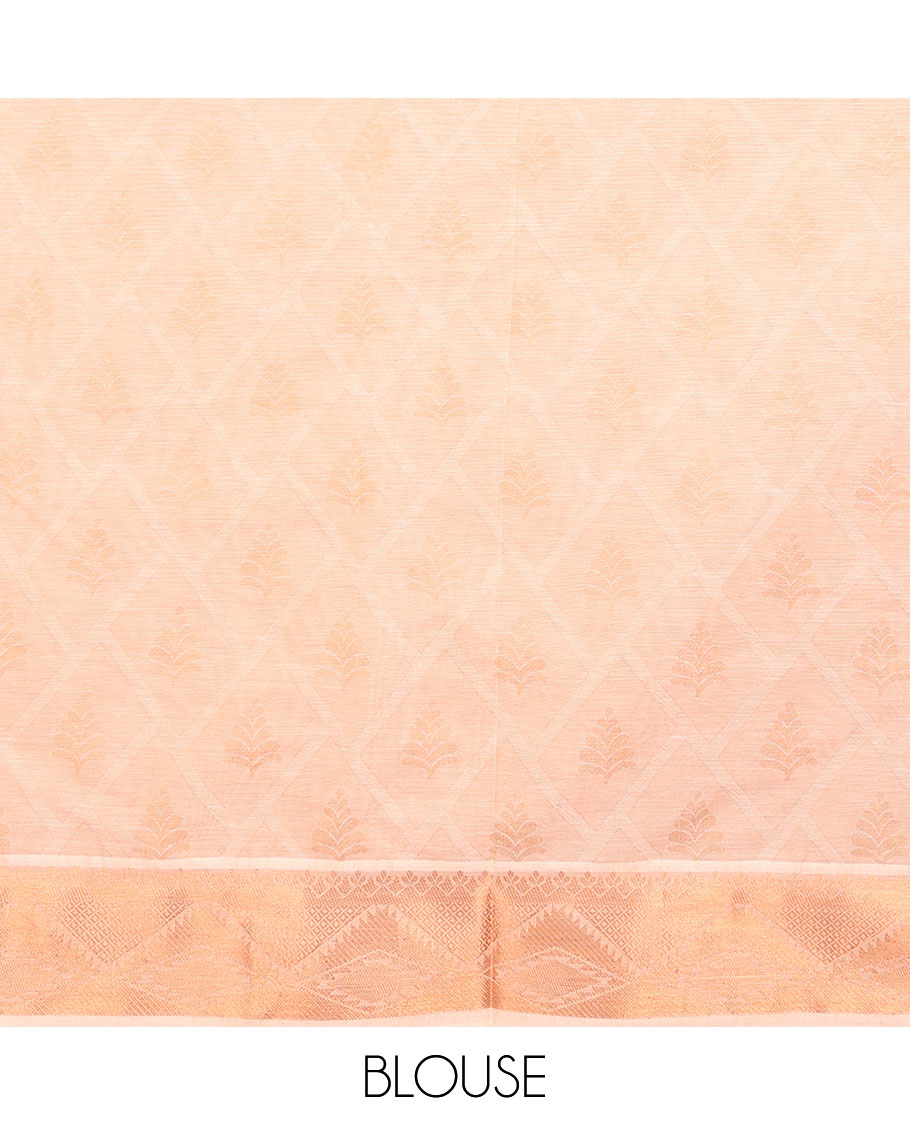 Pink floral butta enclosed jaal Coimbatore cotton saree, traditional zari design border & pallu of zari designs