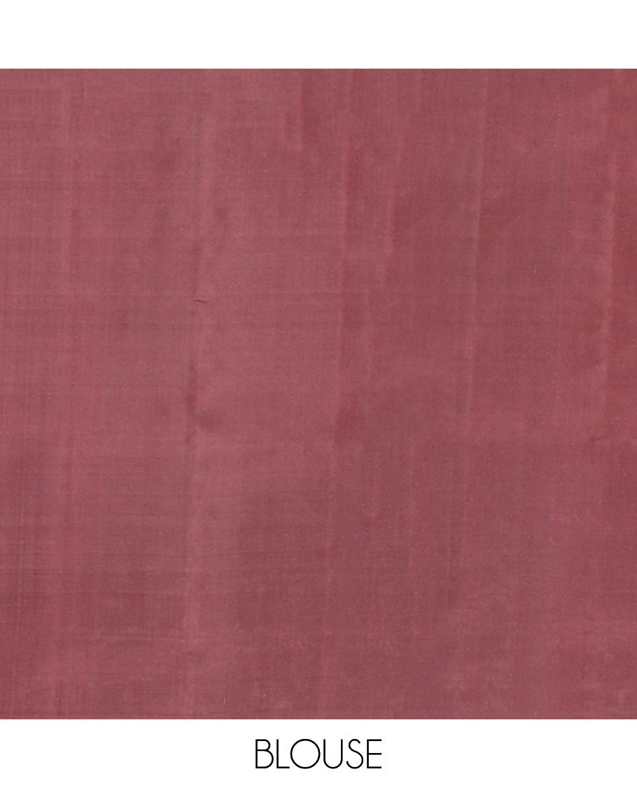 Maroon checked, buttas mayuri soft silk saree with contrast floral buttas border & floral design pallu