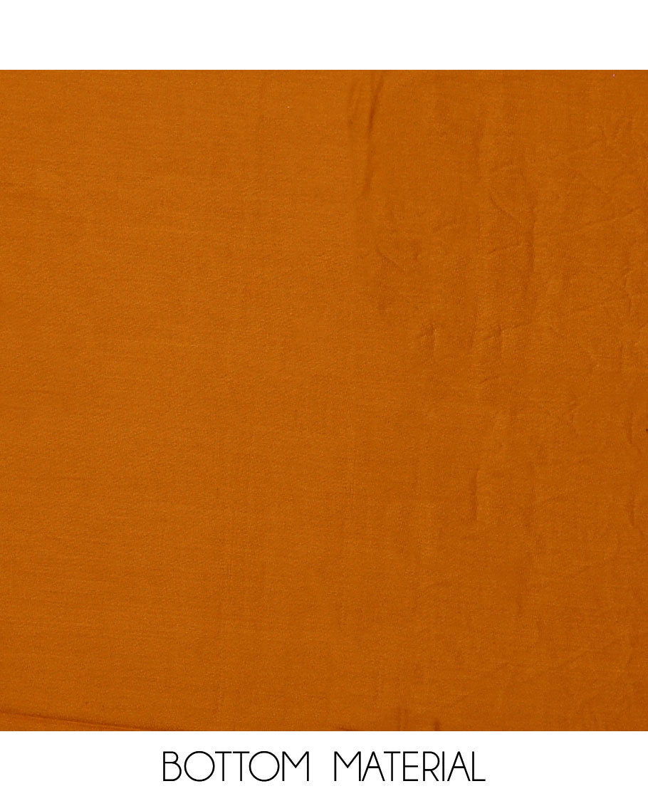 Purple material chudidar set, ikkat buttas with neck patch embroidered top, contrast plain bottom, and block printed dupatta