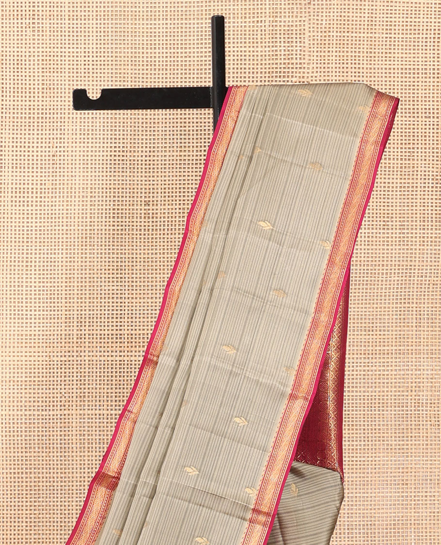 Brown Buttas Vasundhara Lite Silkmix Saree, Contrast Jaal Border, Traditional Kanchi Pallu, Contrast Blouse