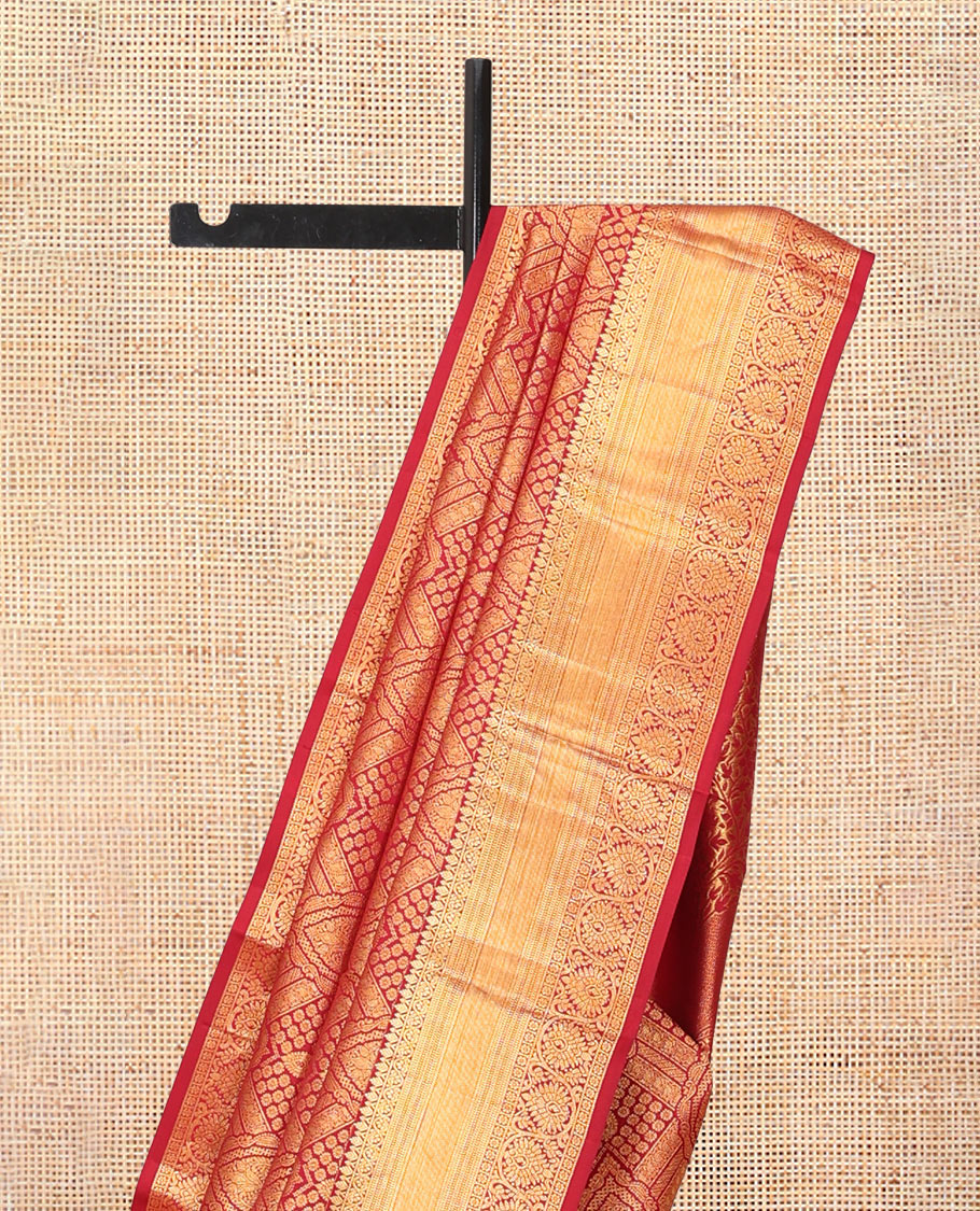 Red Jacquard Design Kanchipuram Wedding Silk Saree
