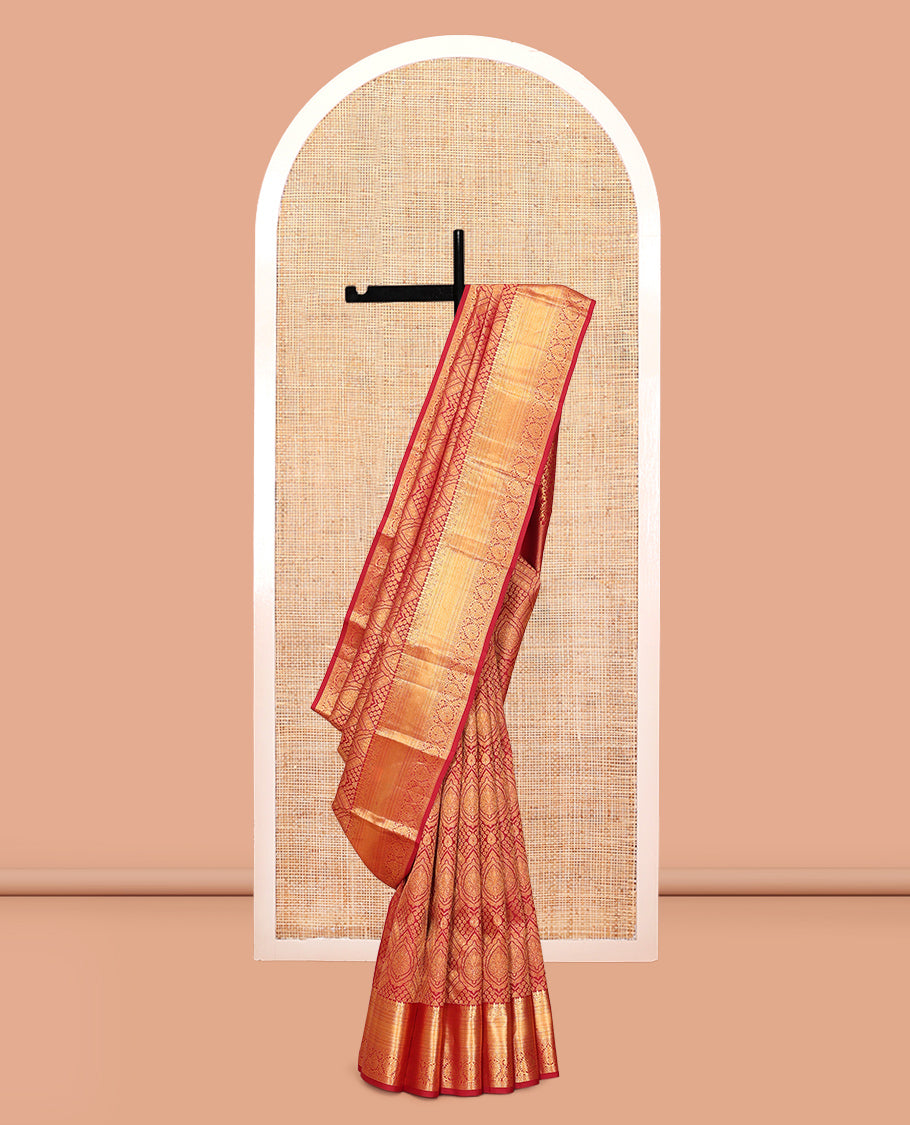 Red Jacquard Design Kanchipuram Wedding Silk Saree
