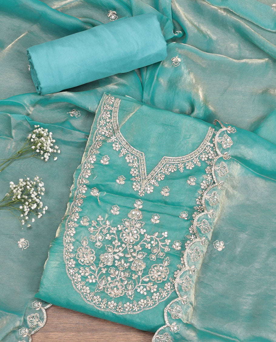Blue Barbari Silk Material Chudidar Set