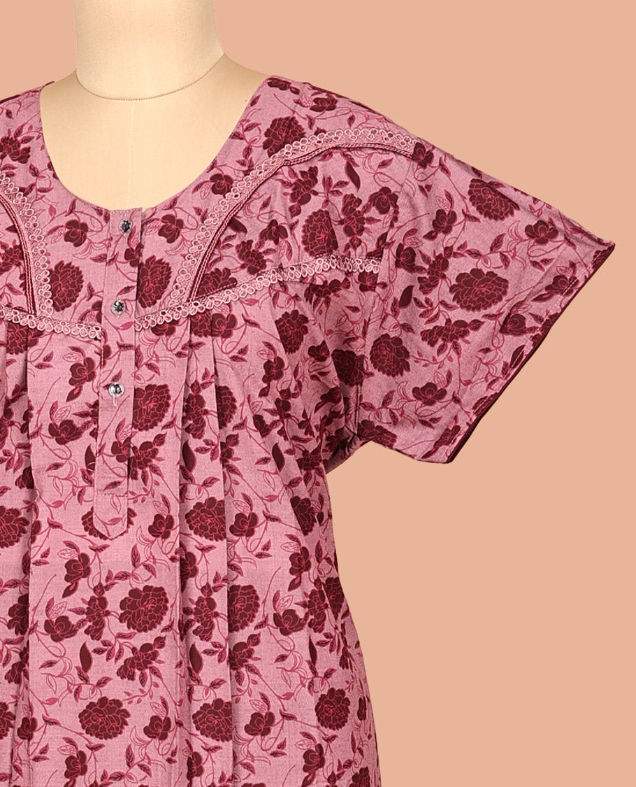 Pink Cotton-Blended Nighty