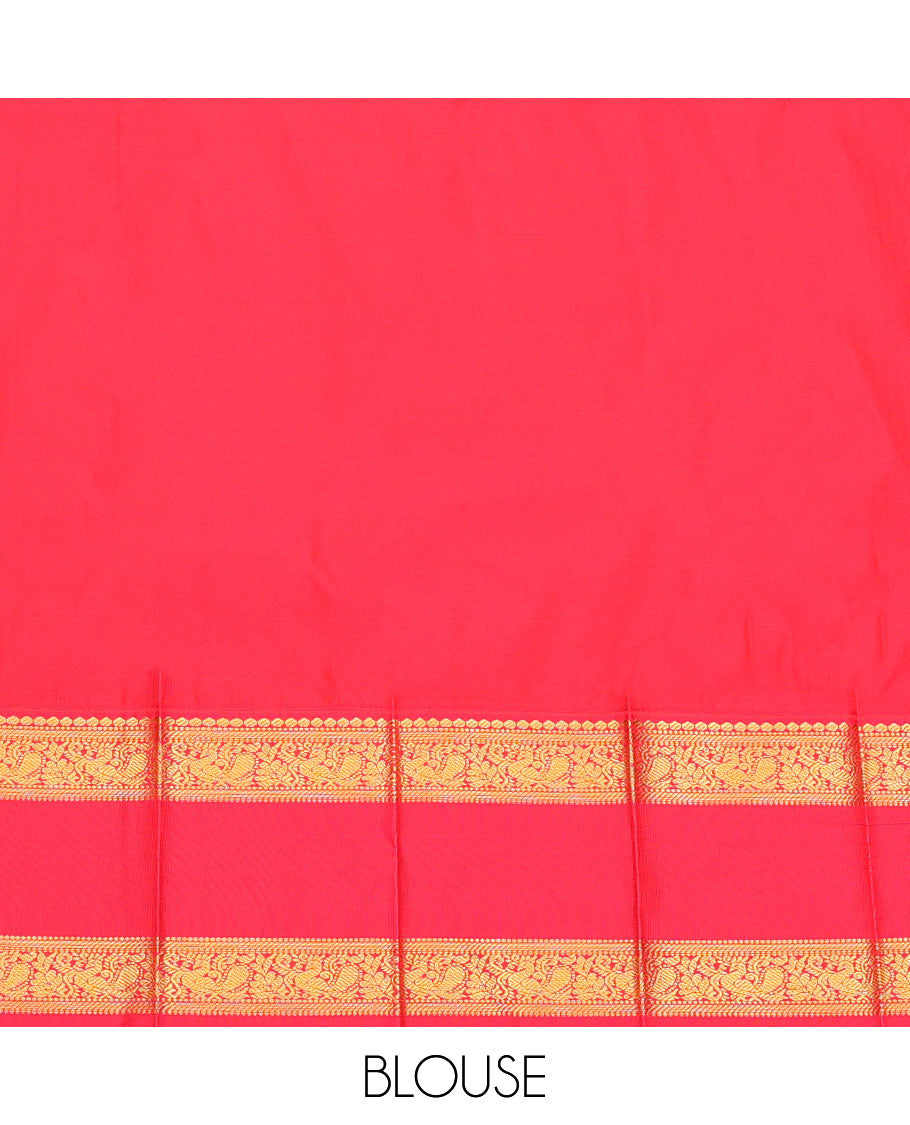 Blue Budget Silk Saree, Delicately Woven with Zari Buttas and Checks, Contrast Traditional Zari Rettai Pettu Border, Grand Jaal Pallu, and a Contrast Blouse