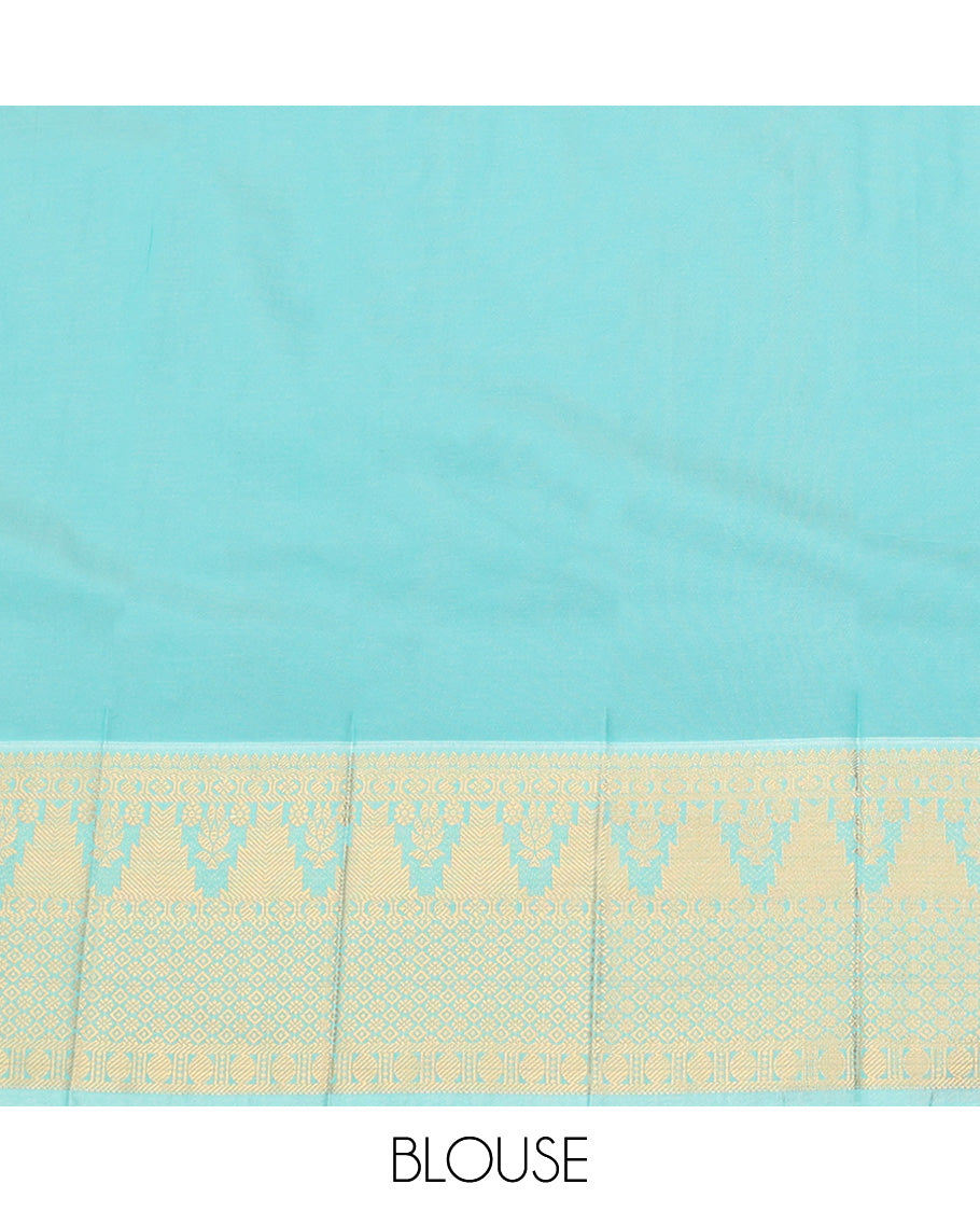 Brown Budget Silk Saree, Gleamed up with Zari Buttas All Over Its Body, Complemented by Contrast Traditional Zari Designs Woven Border, Grand Jaal Pallu and Paired with a Contrast Blouse