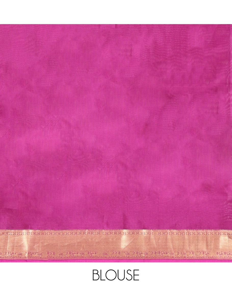 Pink Vasundhara Lite Silk Mix Saree, Crafted with Zari Buttas All Over Its Body, Highlighted by Zari Border of Poun, Kodi Mayil and Yaali Designs, Intricately Designed Pallu, and Paired with a Matching Blouse