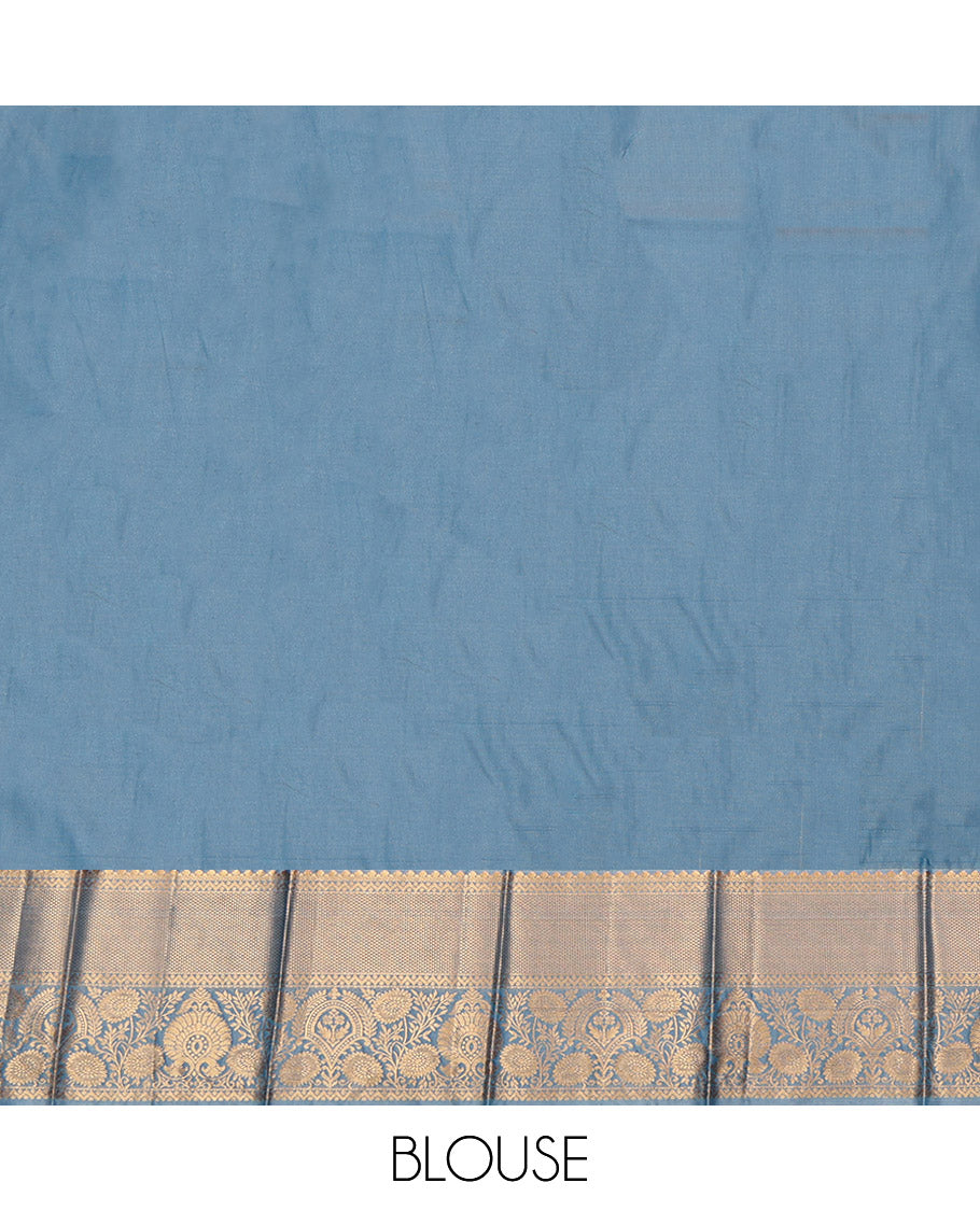 Yellow Budget Silk Saree, Sparsely Woven with Zari Buttas, Complemented by a Contrast Traditional Border, Grand Pallu, and a Contrast Blouse