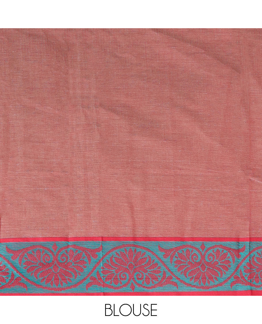 Grey floral design Combatiore cotton saree, contrast floral border & pallu of floral designs