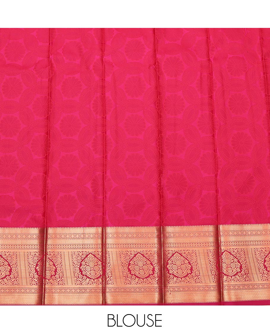 Grey Budget Silk Saree, Opulently Embellished with Jacquard Design, Complemented by a Contrast Traditional Zari Border, Jaal Pallu, and a Contrast Blouse