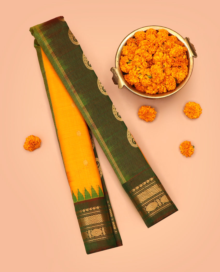 Yellow Gadwal Silk Saree