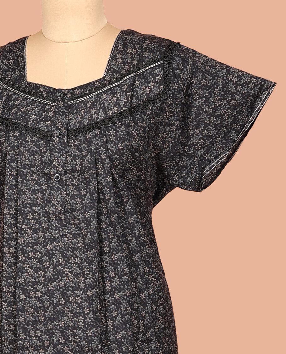 Elephant Grey Cotton-Blended Nighty