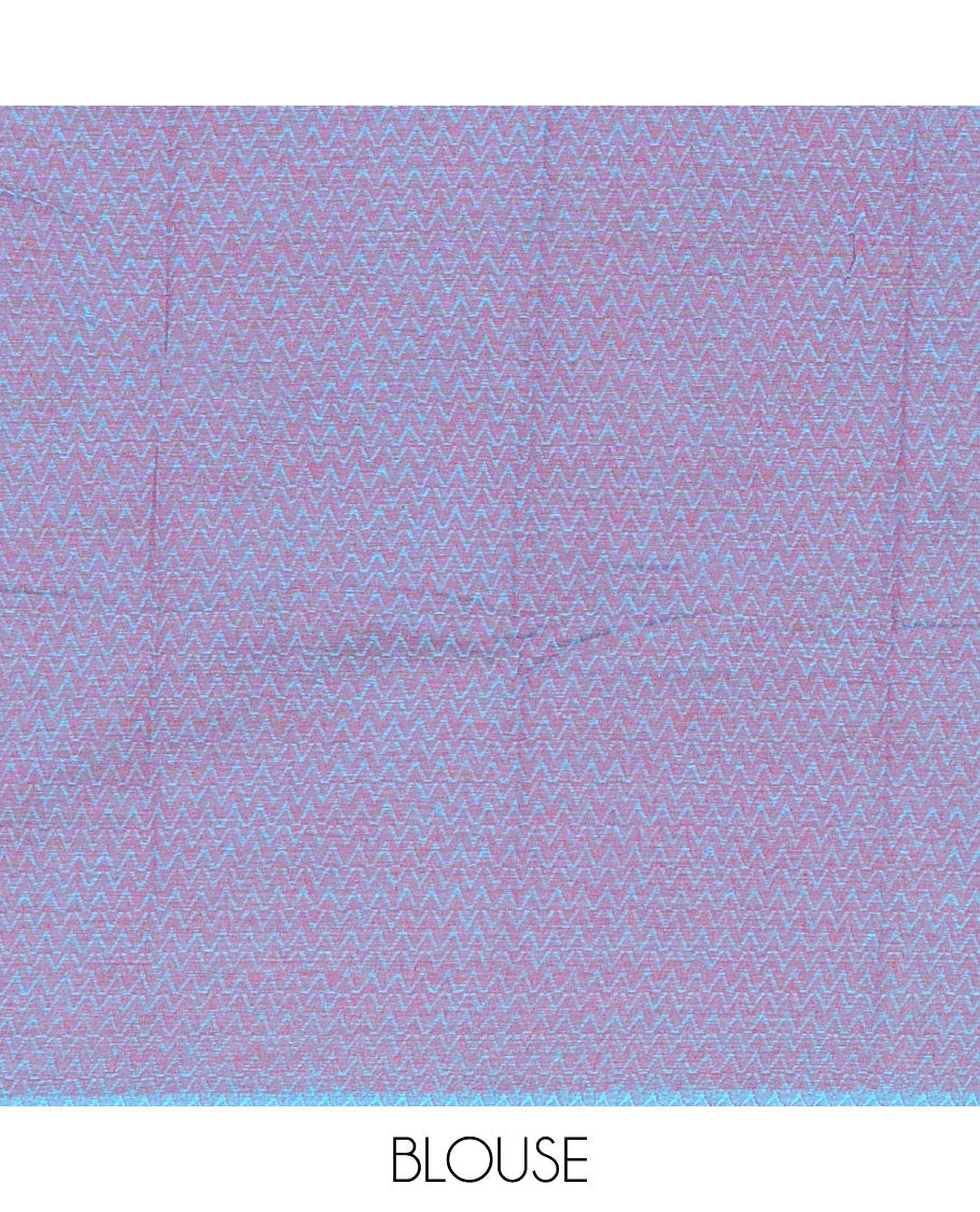 Grey and Purple Chettinad Cotton Saree with Sparsely Stripes on Its Body, Subtly Woven Self-Border, and a Pallu Steeped with Stripes