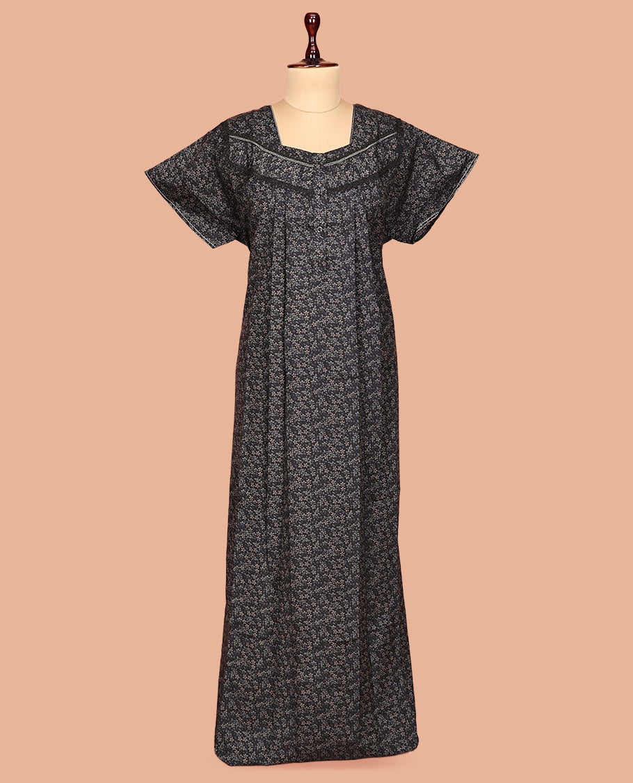 Elephant Grey Cotton-Blended Nighty