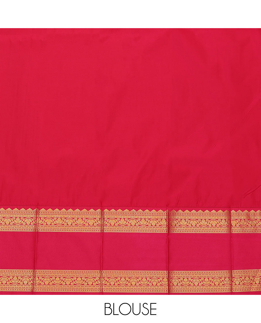 Purple Budget Silk Saree, Embellished with Zari Buttas All Over Its Body, Complemented by a Contrast Traditional Design Rettai Pettu Border, Grand Jaal Pallu, and Paired with a Contrast Blouse