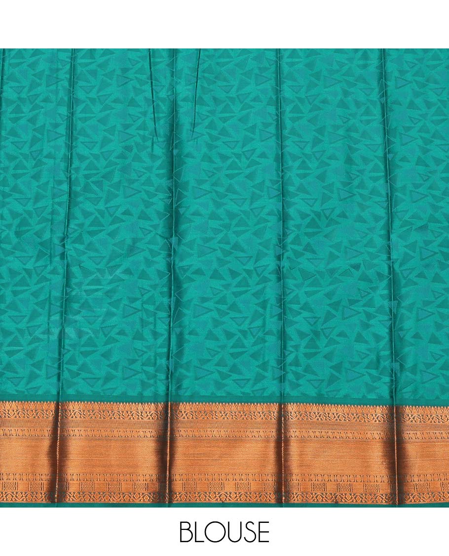 Brown Budget Silk Saree, Spotlighted with Triangle Design, Complemented by a Contrast Traditional Zari Border, Intricately Designed Pallu, and a Contrast Blouse