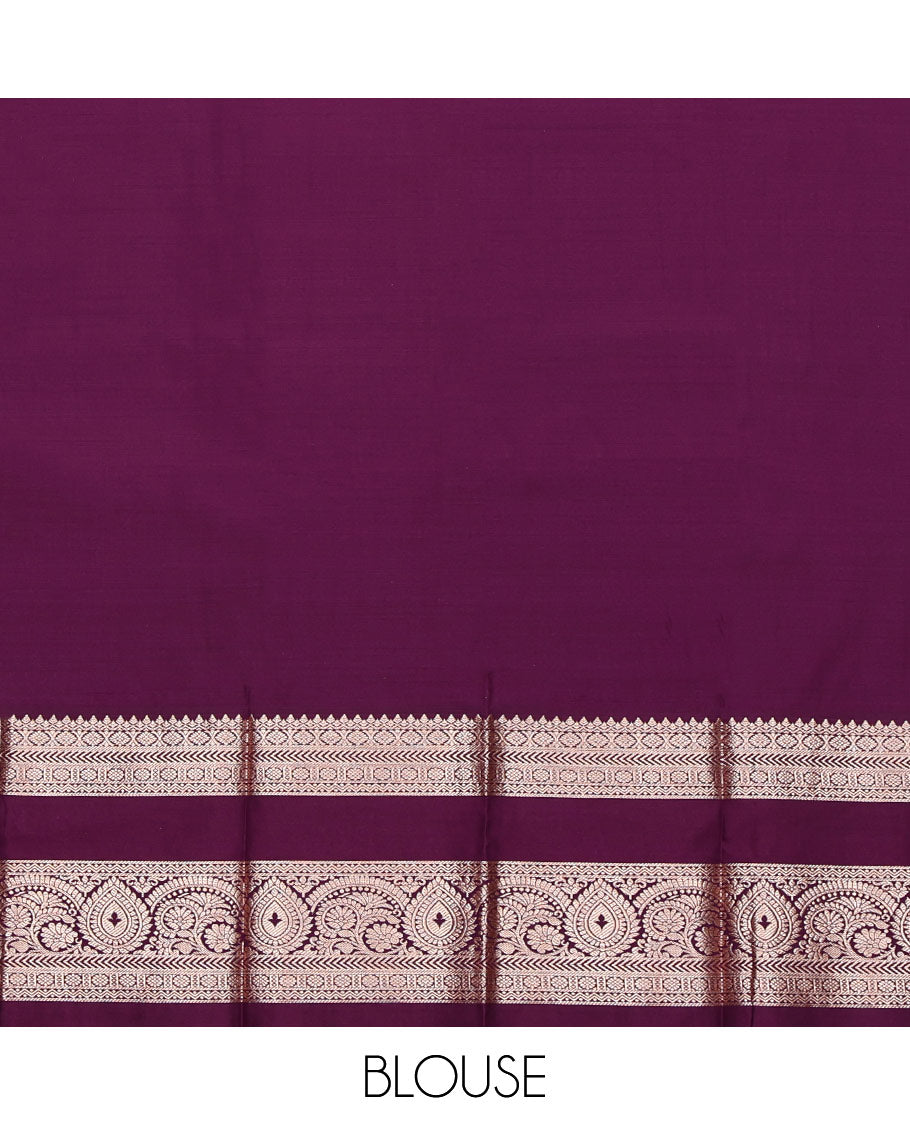 Blue Budget Silk Saree, Featuring Zari Buttas All Over Its Body, Complemented by a Contrast Traditional Zari Design Border, Intricately Designed Pallu, and Paired with a Contrast Blouse