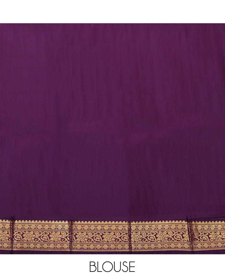 Blue Budget Silk Saree, Adorned with Buttas and Checks, Complemented by a Contrast Traditional Zari Border, Jaal Pallu, and Contrast Blouse