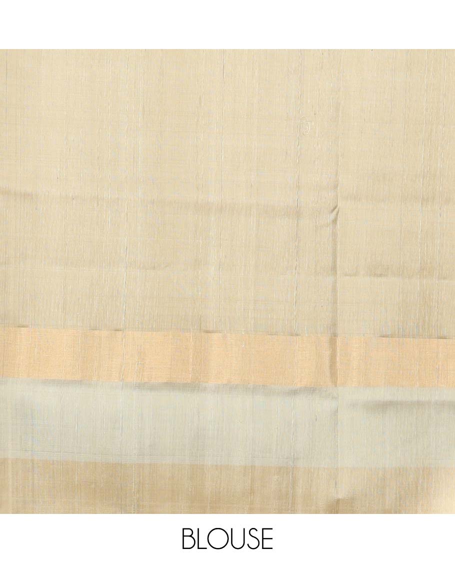 Brown striped soft silk saree contrast striped border & temple zari design pallu