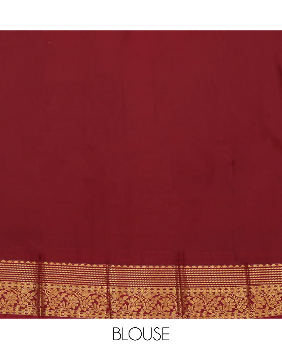 Blue Budget Silk Saree, Opulently Embellished with Zari Buttas and Stripes, a Contrast Traditional Zari Border, Intricate Pallu, and a Contrast Blouse