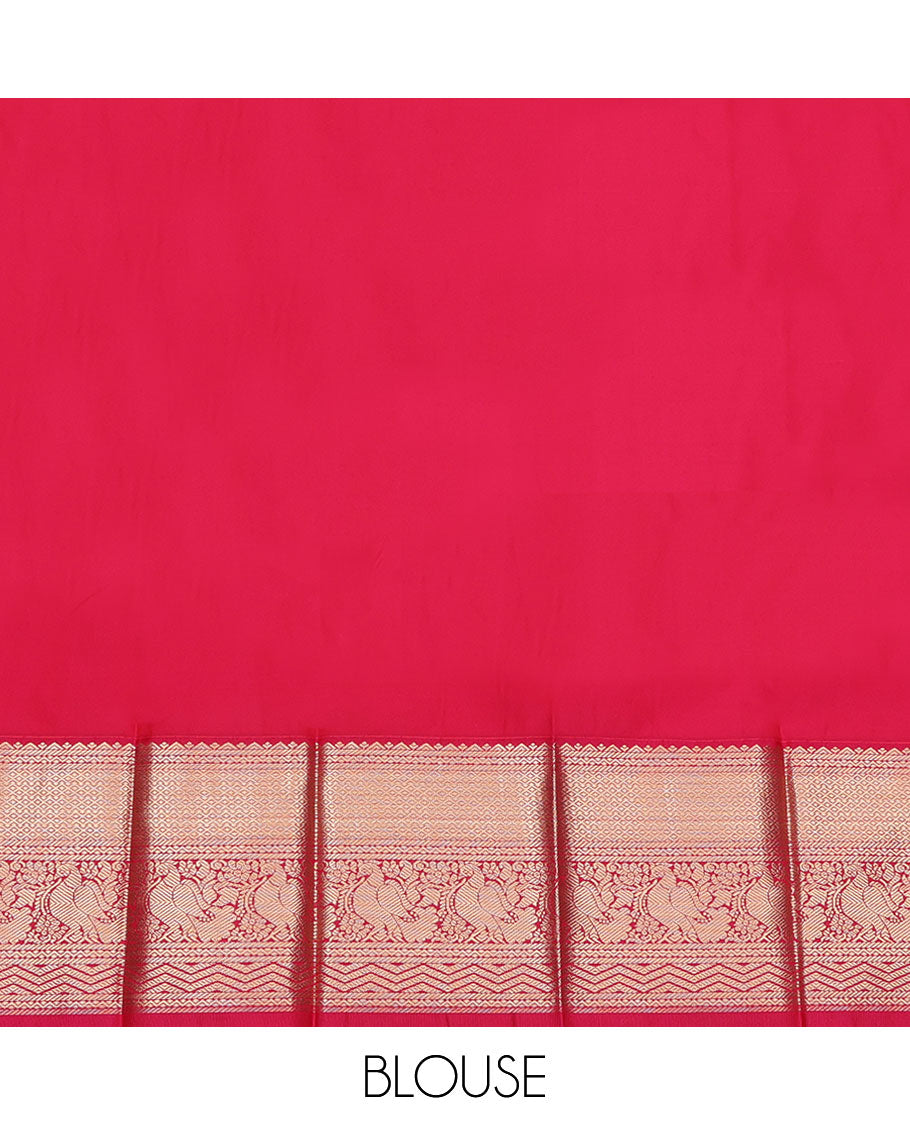 Green Budget Silk Saree, Adorned with Zari Buttas All Over Its Body, Complemented by Captivating Contrast Traditional Zari Designs Woven Border, Grand Pallu and Paired with a Contrast Blouse