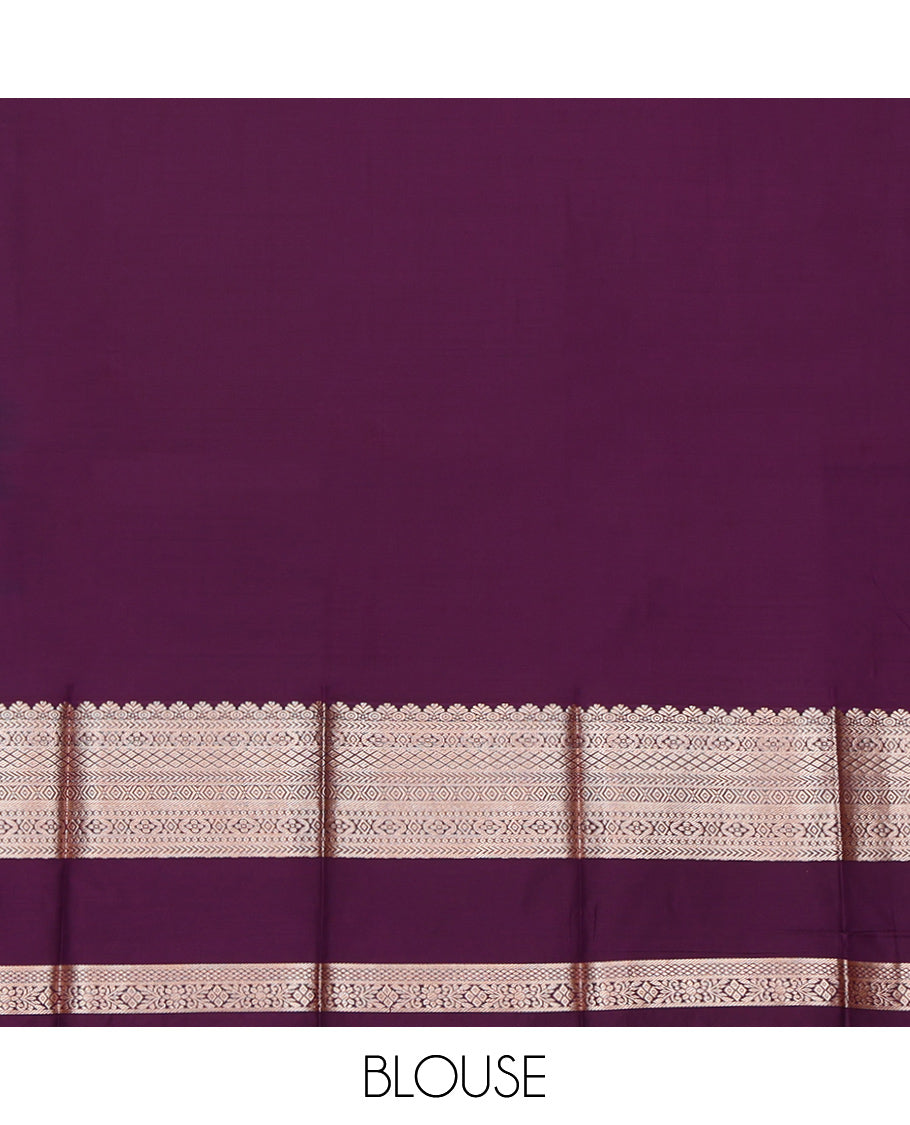 Blue Budget Silk Saree, Dazzled with Zari Buttas, Complemented by a Contrast Traditional Zari Rettai Pettu Border, Grand Pallu, and a Contrast Blouse