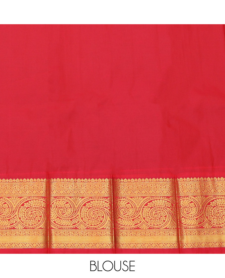 Black Budget Silk Saree, Pretified with Animal Buttas, a Contrast Traditional Zari Border, a Jaal Pallu and a Contrast Blouse