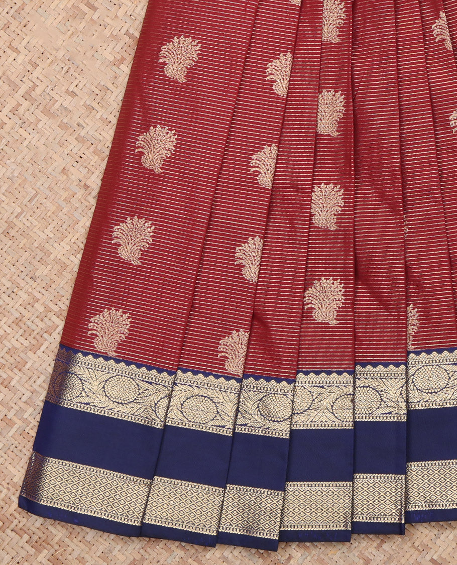 Maroon Zari Design Budget Silk Saree