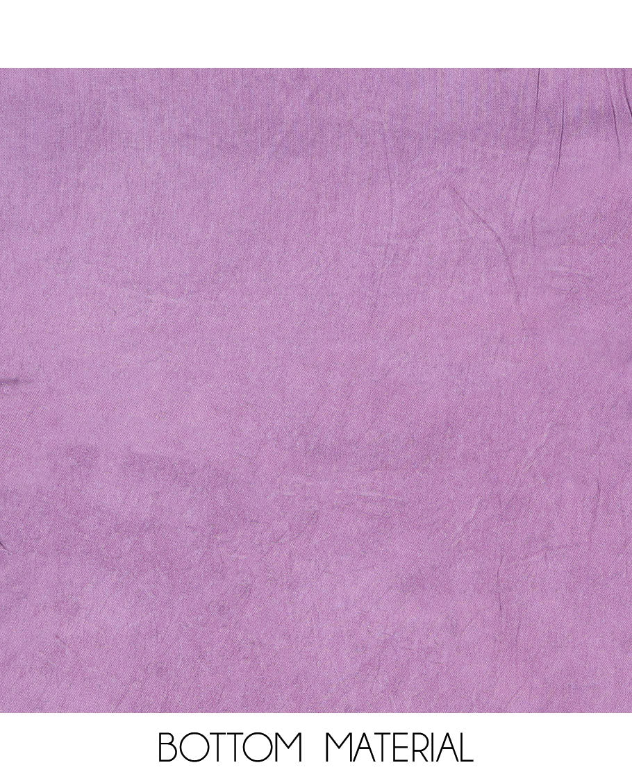 Purple material chudidar set, floral print with sequins embroidery top, plain bottom, and paisley vine sequins embroidered dupatta