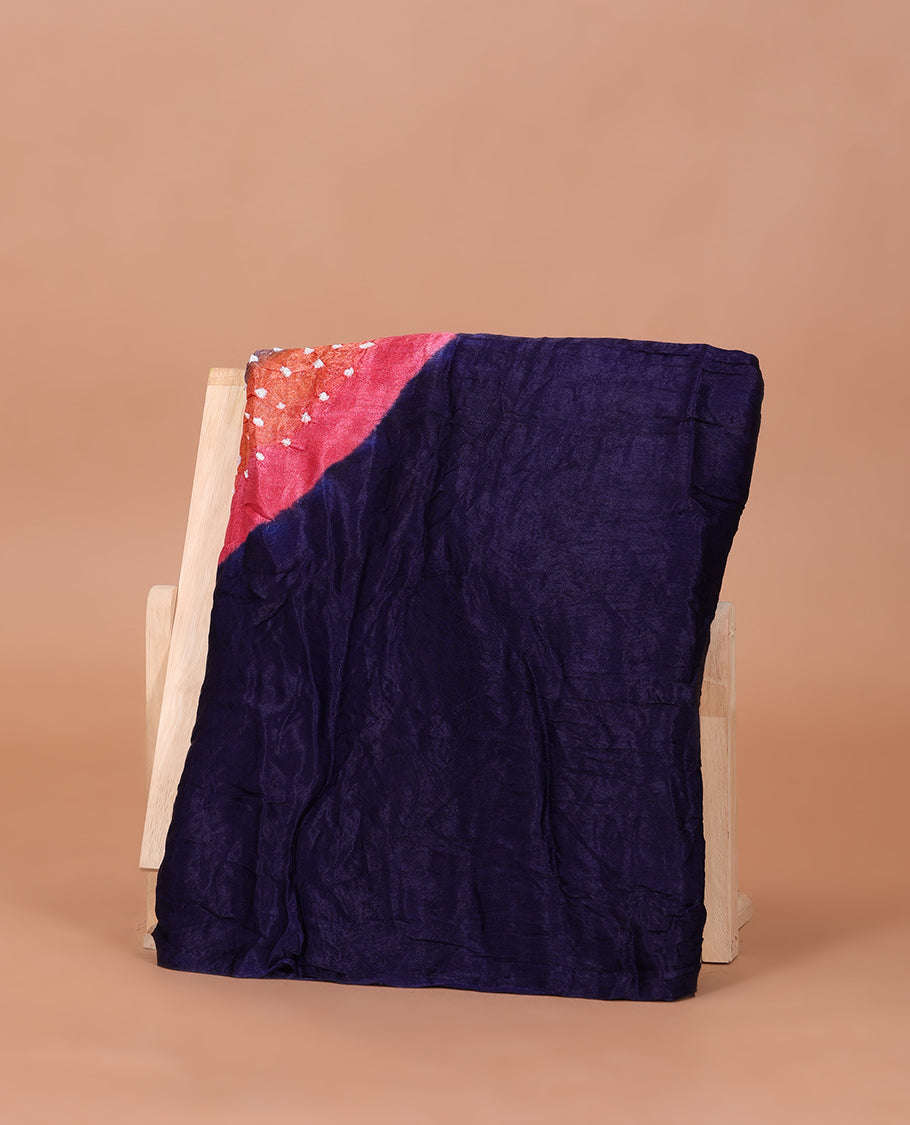 Borderless Blue-Base Bandhani Dola Silk Saree