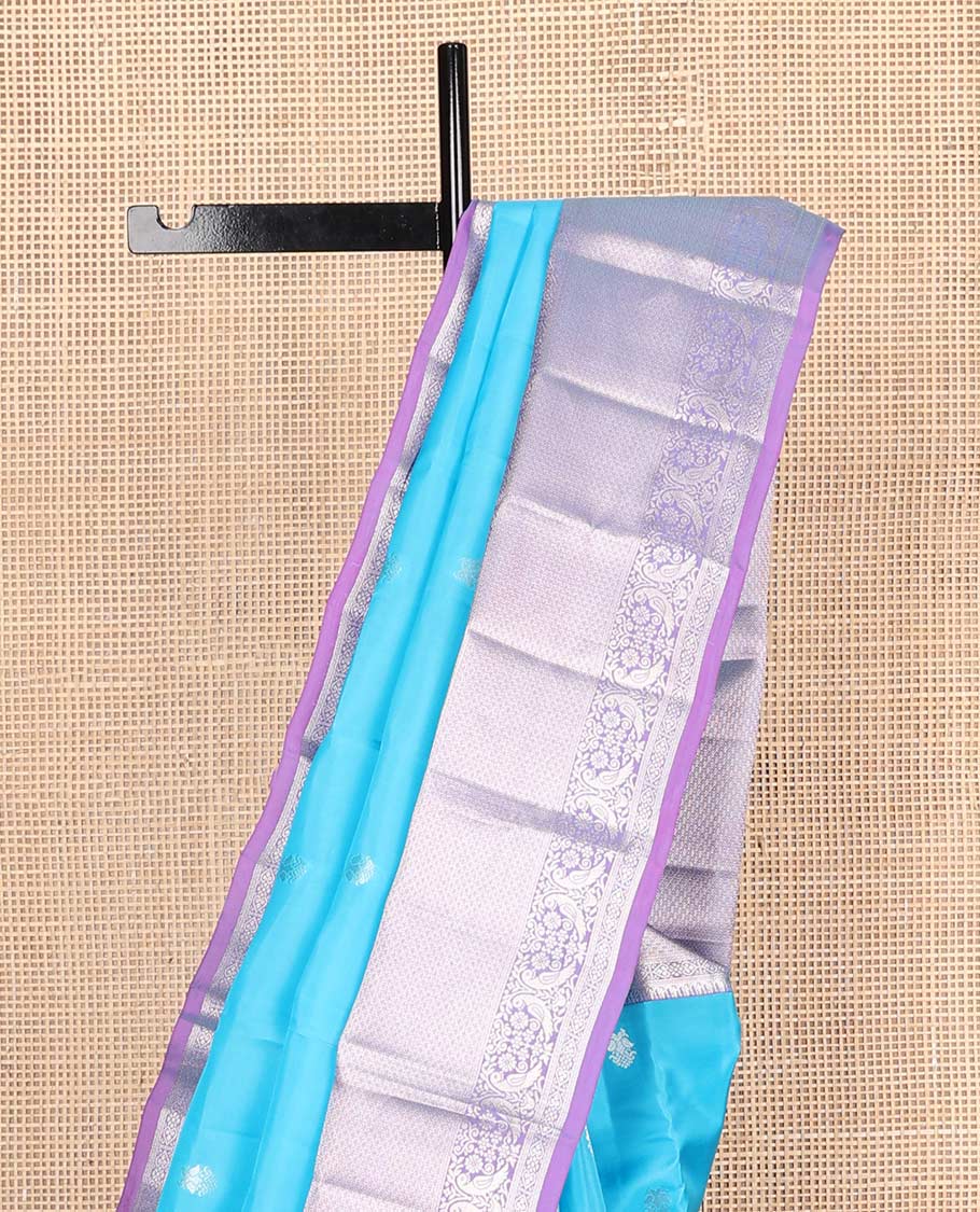 Blue zari buttas Vasundhara silk mix saree, contrast tarditional zari design border & jaal pallu