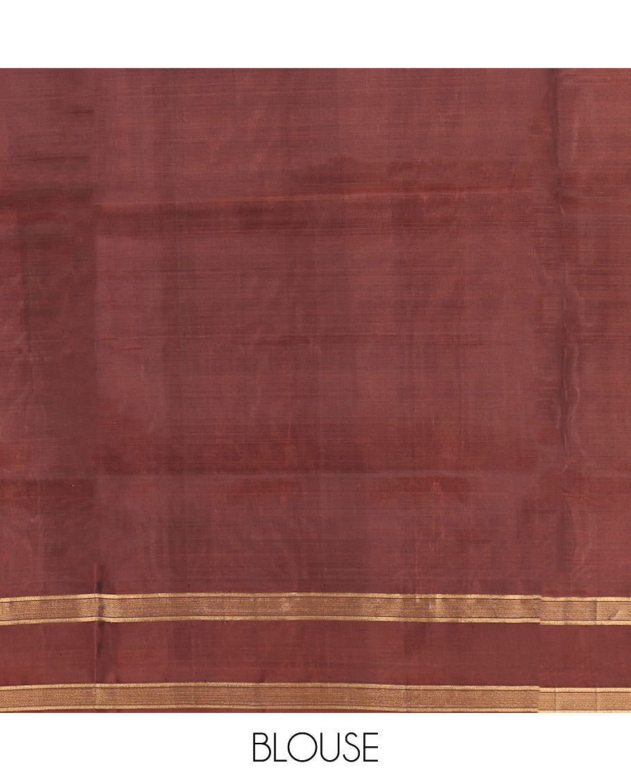 Blue Mayuri Lite Silk Mix Saree, Beautifully Bedecked with Zari Buttas All Over Its Body, Complemented by a Contrast Rettai Pettu Border, Pallu of Intricate Designs, and Paired with a Contrast Blouse