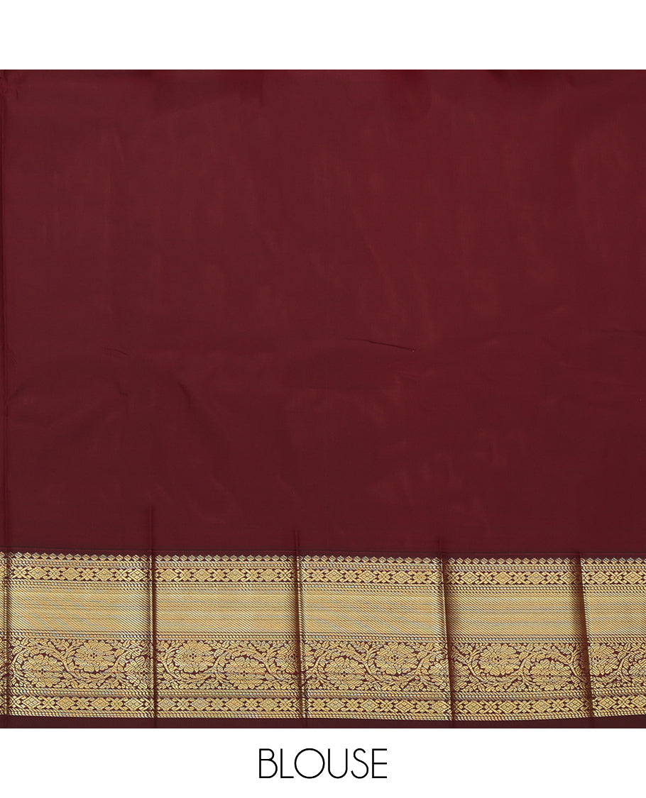 Blue Budget Silk Saree, Graced with Zari Buttas and Checks, Complemented by a Contrast Traditional Zari Border, Grand Pallu, and Contrast Blouse
