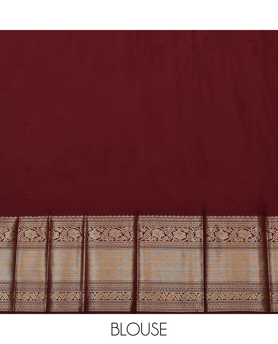 Dark Green Budget Silk Saree, Spotlighted with Zari Butta Enclosed Checks on Its Body, Complemented by a Contrast Traditional Zari Design Border, Grand Pallu, and Paired with a Contrast Blouse
