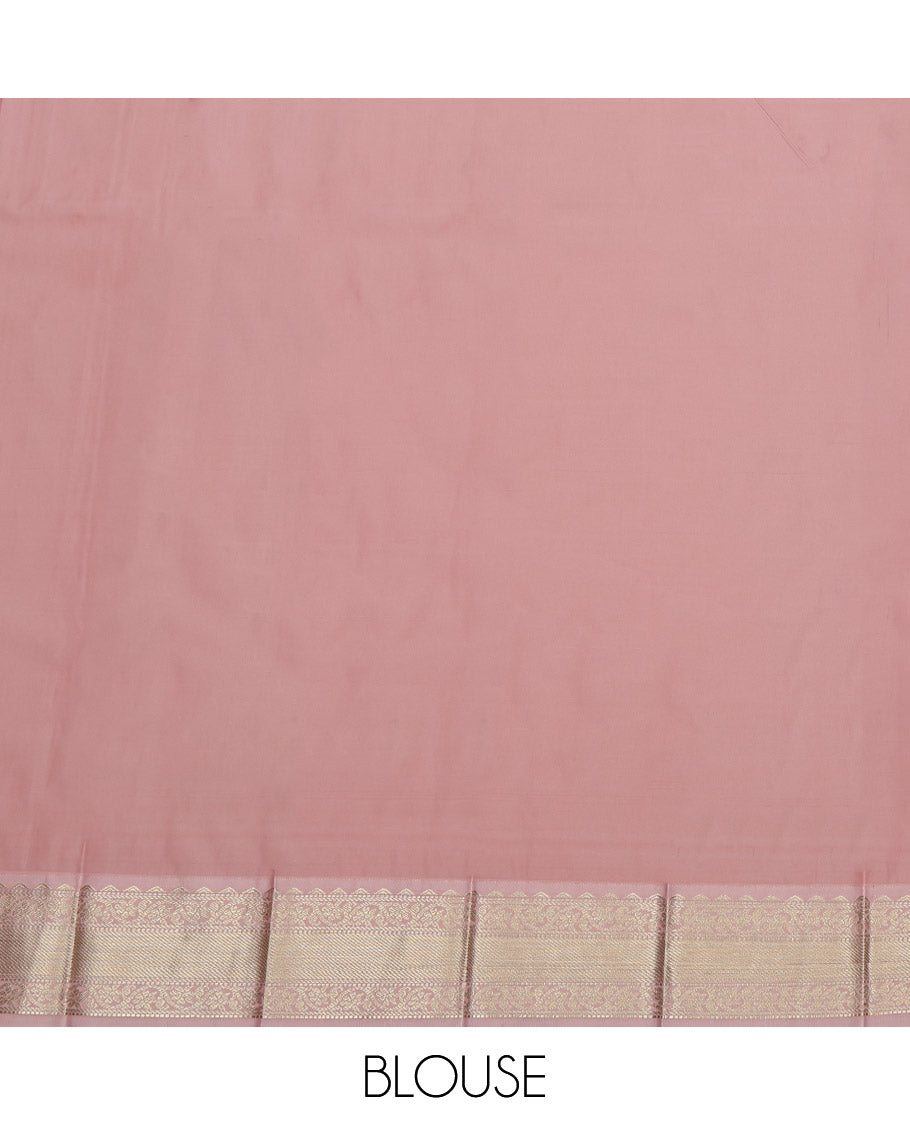 Blue Budget Silk Saree, Embellished with Zari Buttas and Stripes on Its Body, Complemented by a Contrast Traditional Zari Design Rettai Pettu Border, Subtly Sparkled Pallu, and Paired with a Contrast Blouse