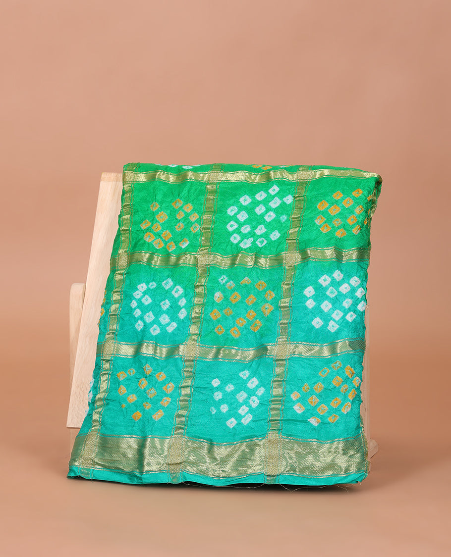 Turquoise Bandhani Dola Silk Saree