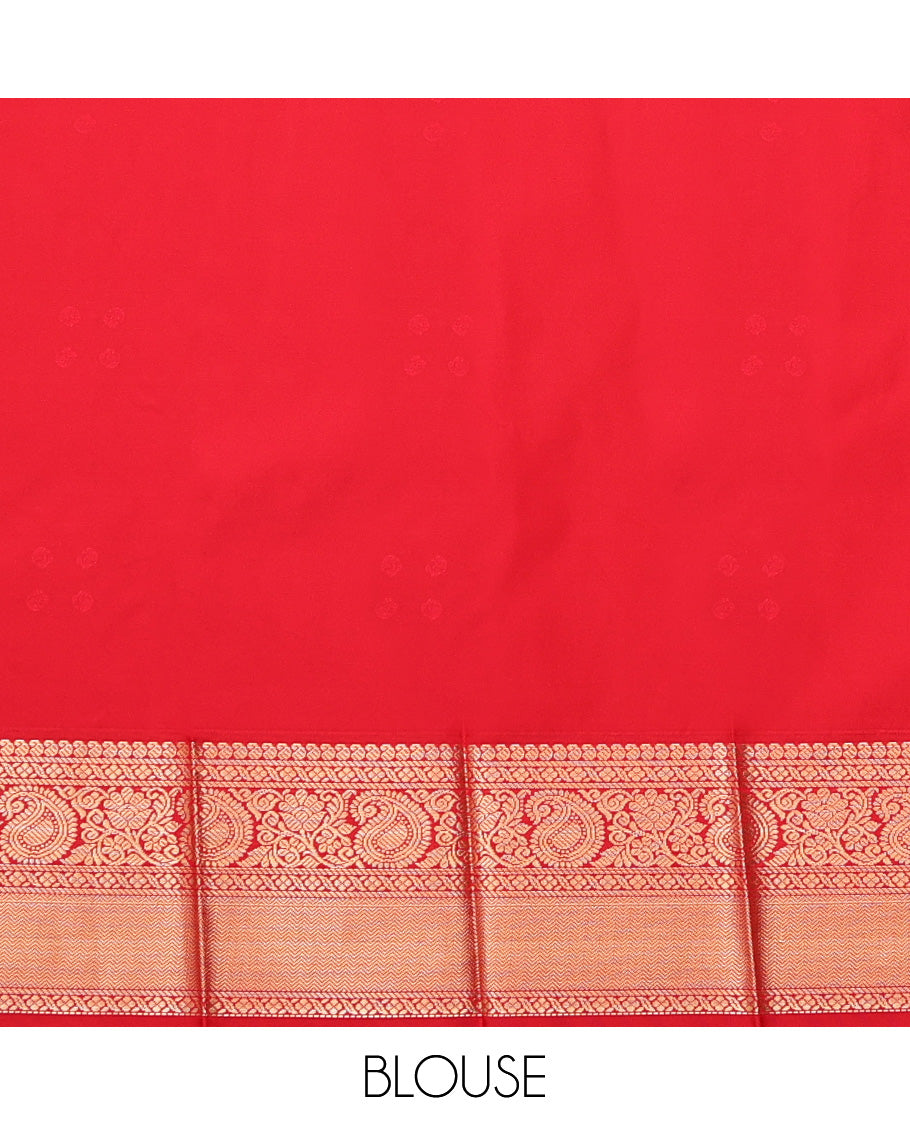 Brown Budget Silk Saree, Woven with Zari Buttas, a Contrast Traditional Zari Design Border, Grand Pallu, and a Contrast Blouse