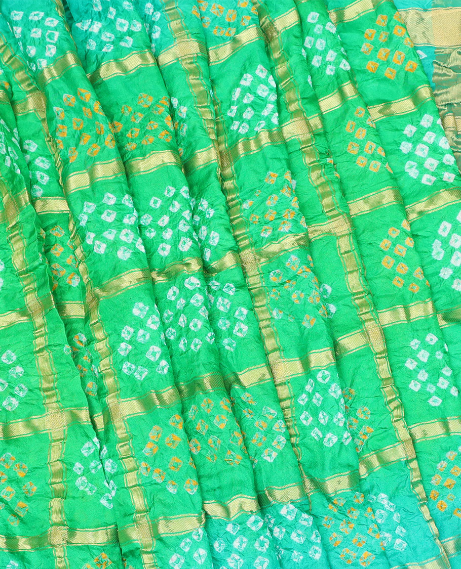 Turquoise Bandhani Dola Silk Saree