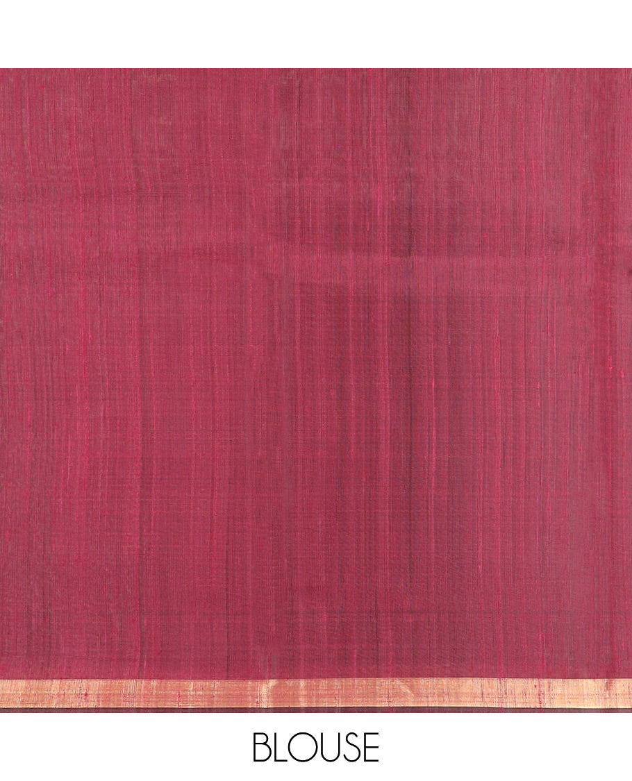 Maroon Dupion Silk Saree, Artfully Detailed with Tree Motifs All Over Its Body, Subtly Made Border, Pallu Mirrors the Same Tree Motifs, and Paired with a Matching Blouse