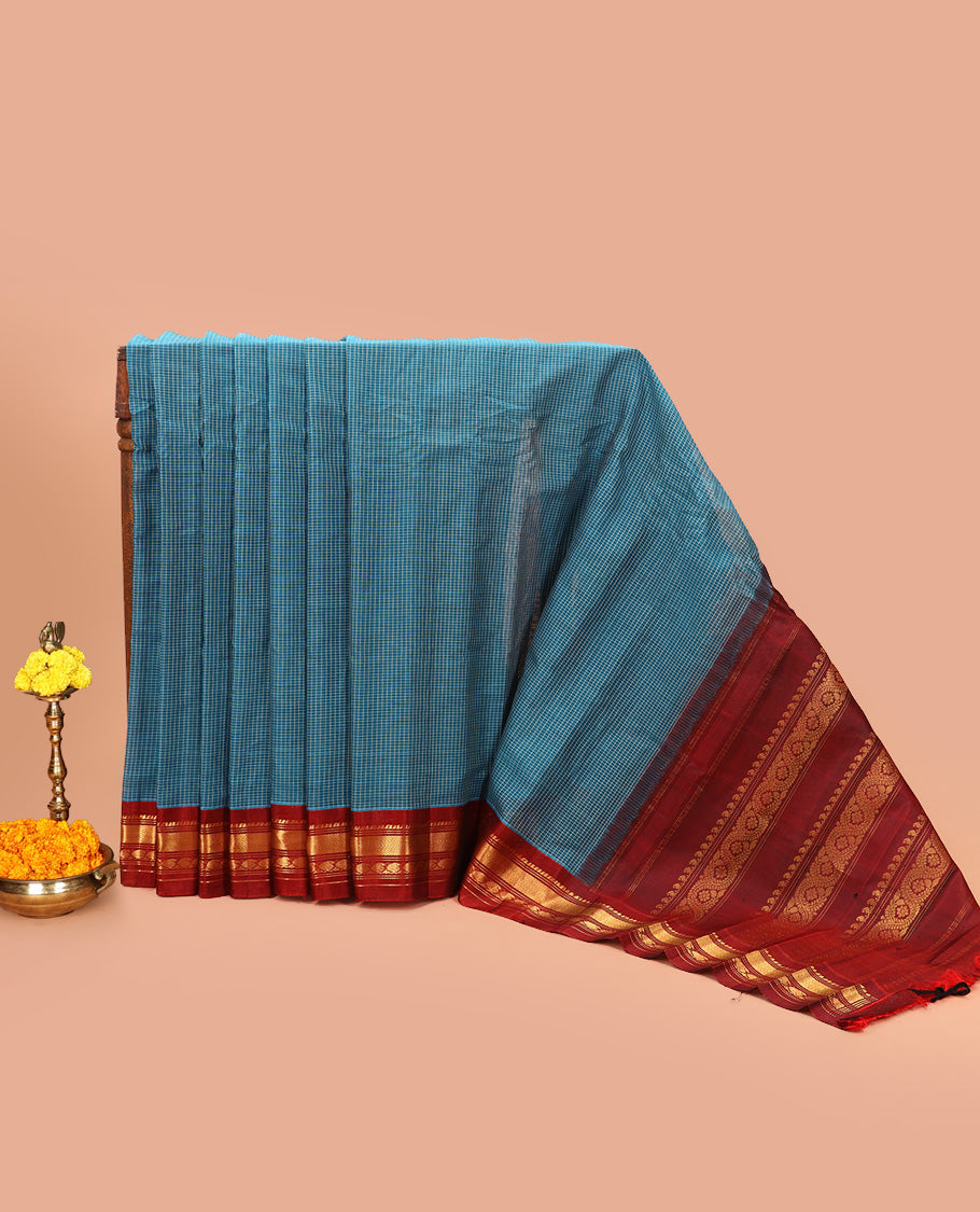 Blue Gadwal Cotton Saree