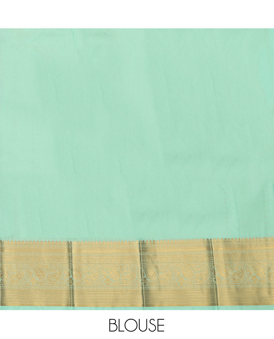 Purple Budget Silk Saree, Embellished with Zari Buttas and Stripes, Complemented by a Contrast Traditional Zari Border, Grand Pallu, and Contrast Blouse