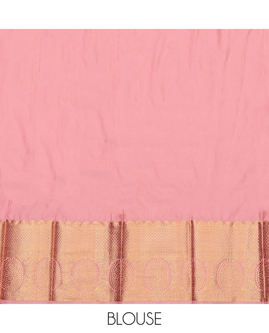 Bottle Green Budget Silk Saree, Delicately Woven with Tree Zari Buttas, Complemented by a Contrast Traditional Border, Grand Pallu, and a Contrast Blouse