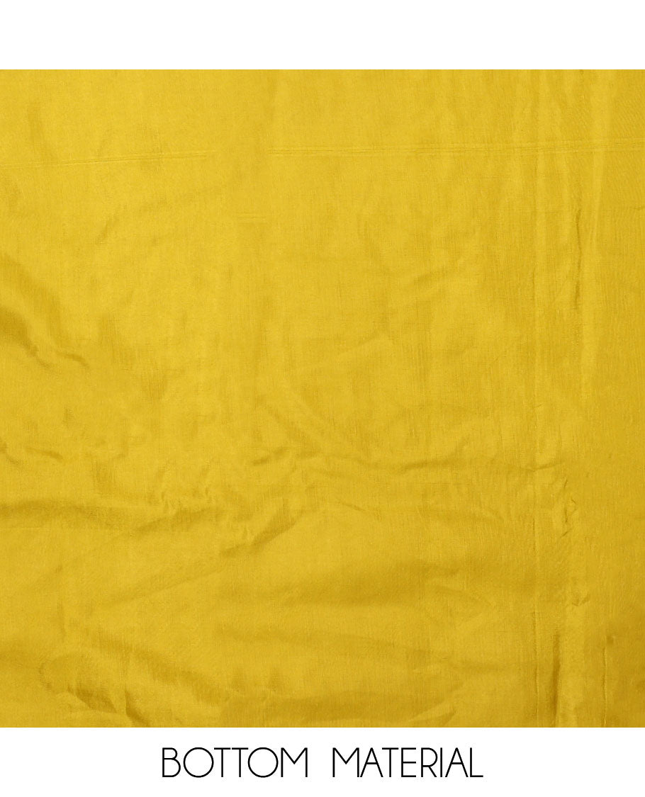 Yellow material chudidar set, plain with patch embroidered work top, plain bottom, and floral printed dupatta