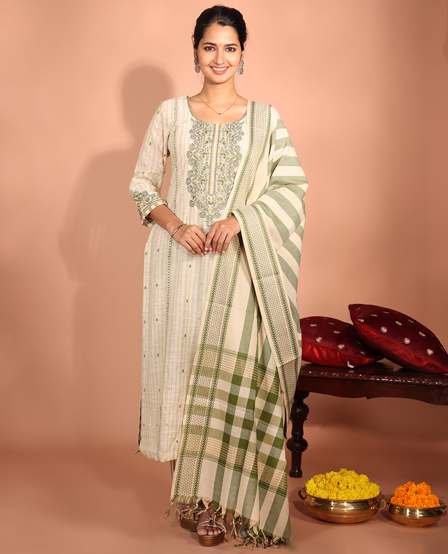 Light Sandal Cotton Readymade Suit