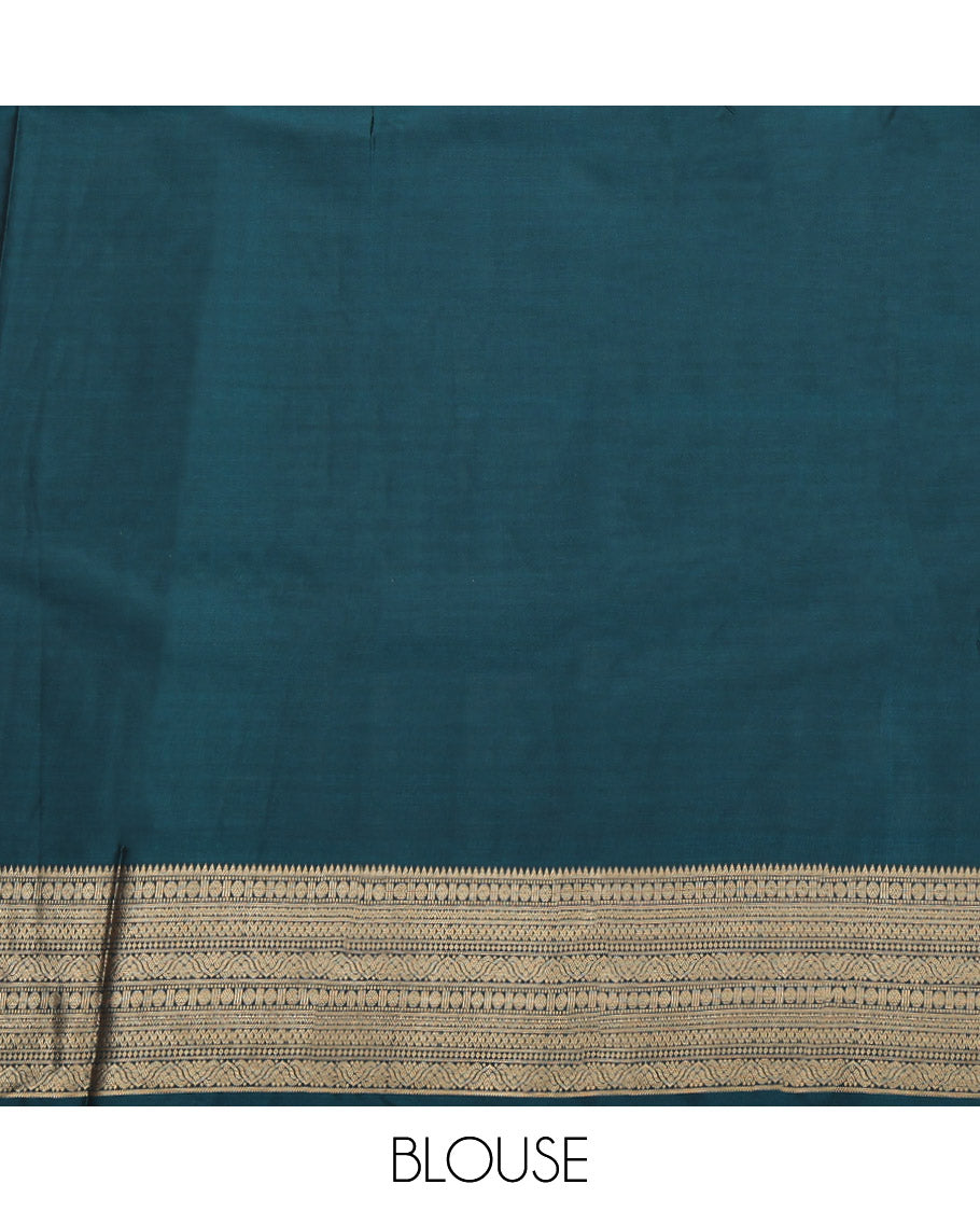 Wine Budget Silk Saree, Accentuated with Zari Buttas, Complemented by a Contrast Traditional Zari Border, Jaal Pallu, and a Contrast Blouse