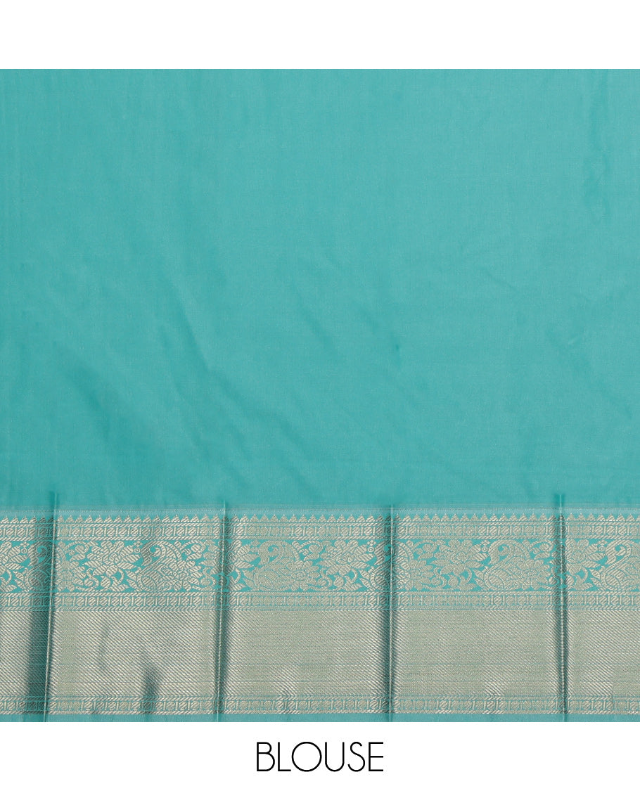 Orange Budget Silk Saree, Richly Detailed with Zari Buttas and Zari Stripes on Its Body, Complemented by a Contrast Traditional Zari Design Border, Grand Jaal Pallu, and Paired with a Contrast Blouse